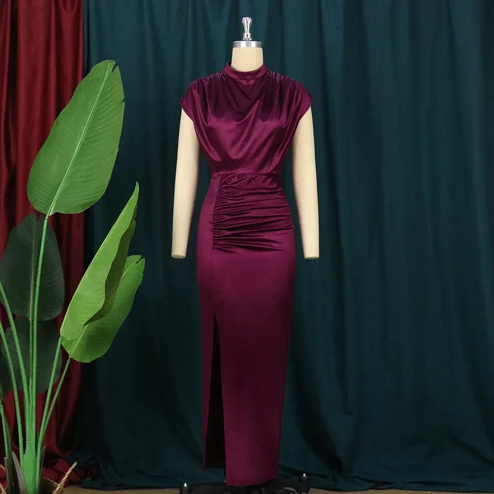 Robes bordeaux grande taille 4XL, Sexy, moulante, longue fente de bal, soirée, fête d'anniversaire, tenues de Cocktail pour dames, printemps été 2024