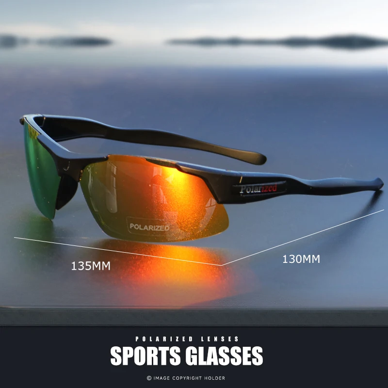 Lunettes de sport polarisées semi-jante pour hommes, monture durable mate et lentilles revêtues HD pour golf/pêche/voyage/usage quotidien
