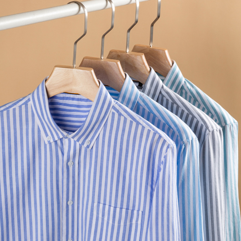 Chemises à manches longues rayées 100 % coton pour homme, style coréen tendance, décontractées, unies, hauts de créateur