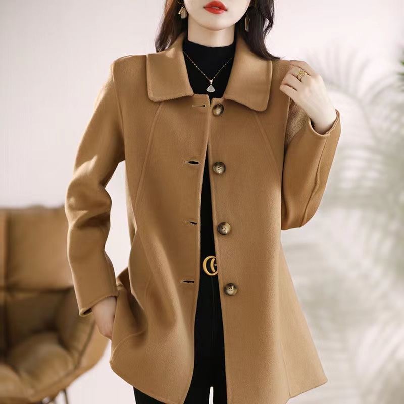 Nouveau haute qualité simple boutonnage mode manteau de laine femmes automne hiver mince élégant laine pardessus coupe-vent vêtements d'extérieur femme