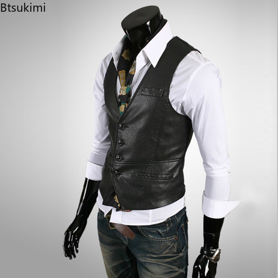 Gilet en Cuir PU pour Homme, Style Coréen, Taille Plus, 7XL, à la Mode