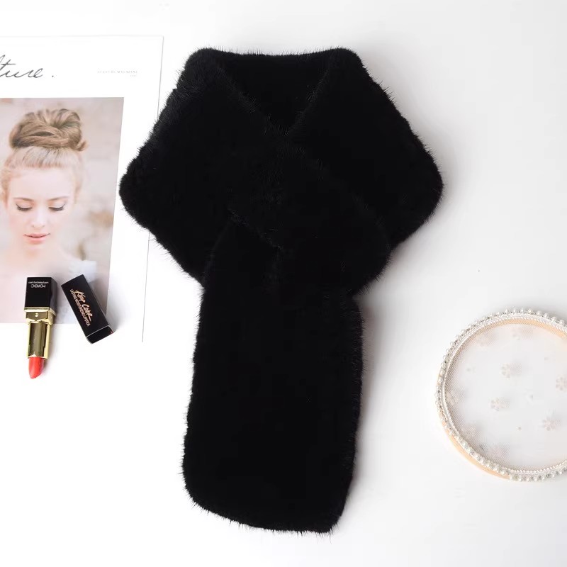 Écharpes en fourrure de vison véritable 100 % naturelle, chaudes, tricotées, pour femme, style court, châle de luxe, promotion hiver