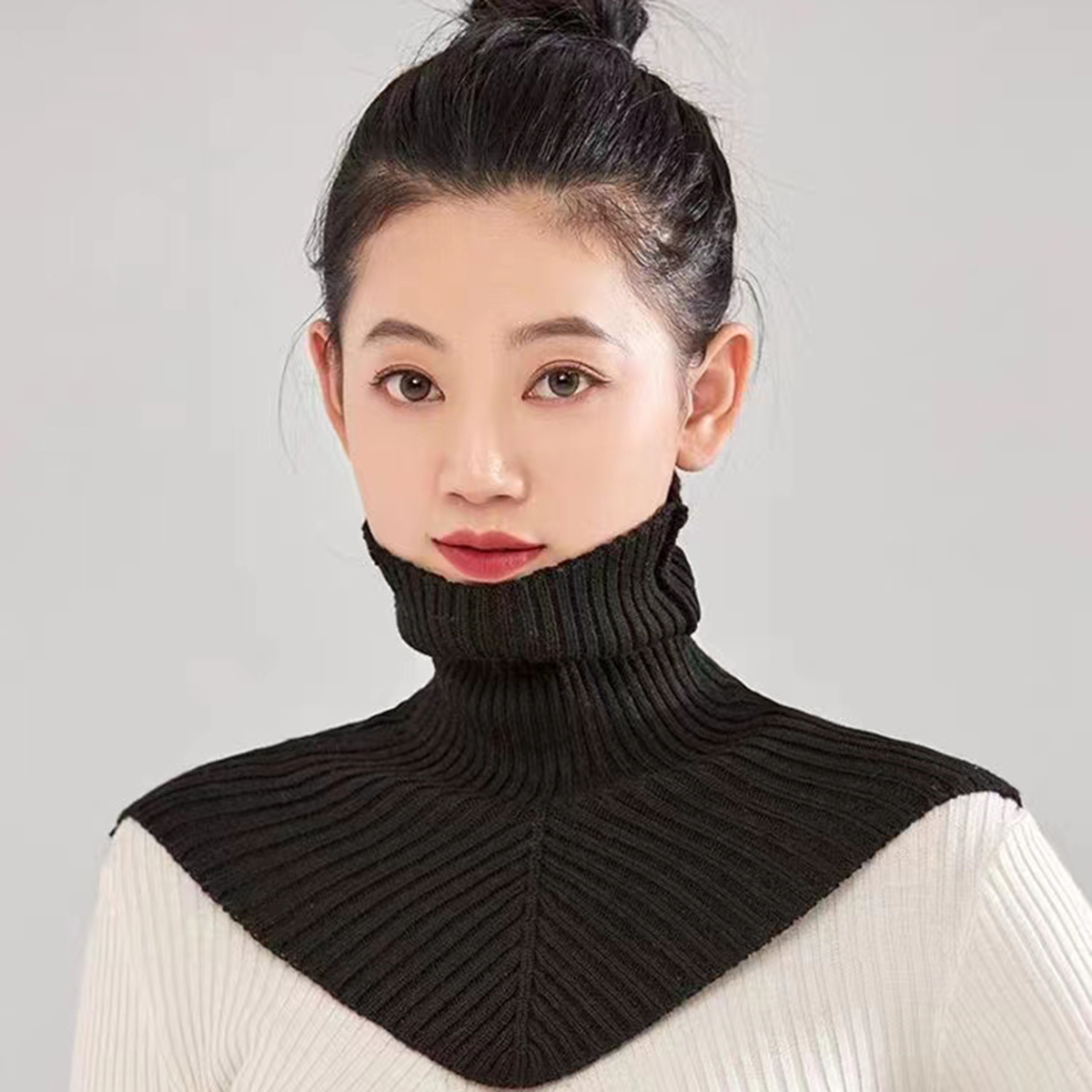 Femmes hiver tricoté coton faux col écharpe femmes chaud col roulé cou plus chaud détachable hiver coupe-vent écharpe