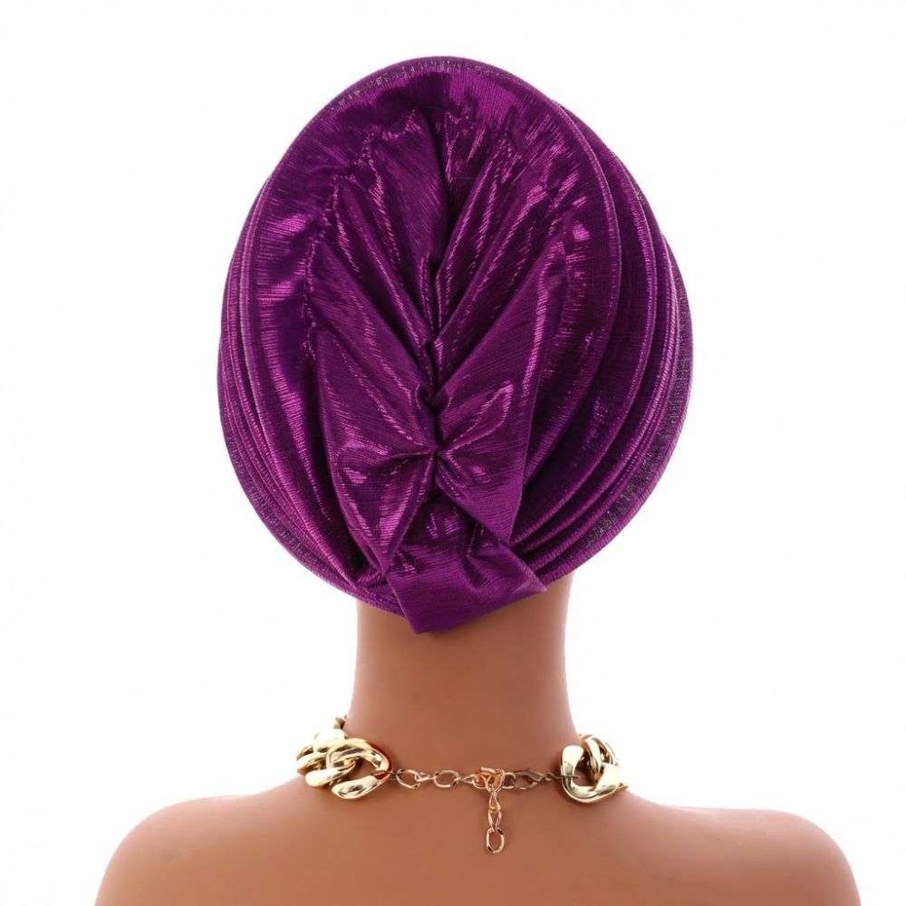 Turban Béret Spirale Léger et Respirant avec Motifs Feuilles et Diamants, Style Luxe Africain, Coiffe Nigériane pour Femme