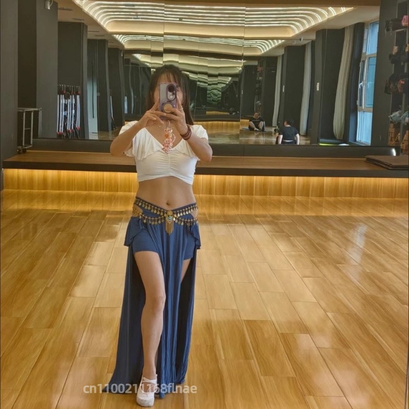 Tenue de danse du ventre pour femmes, ensemble jupe longue et haut sexy, taille plus, costume d'entraînement et de performance de danse du ventre pour femme