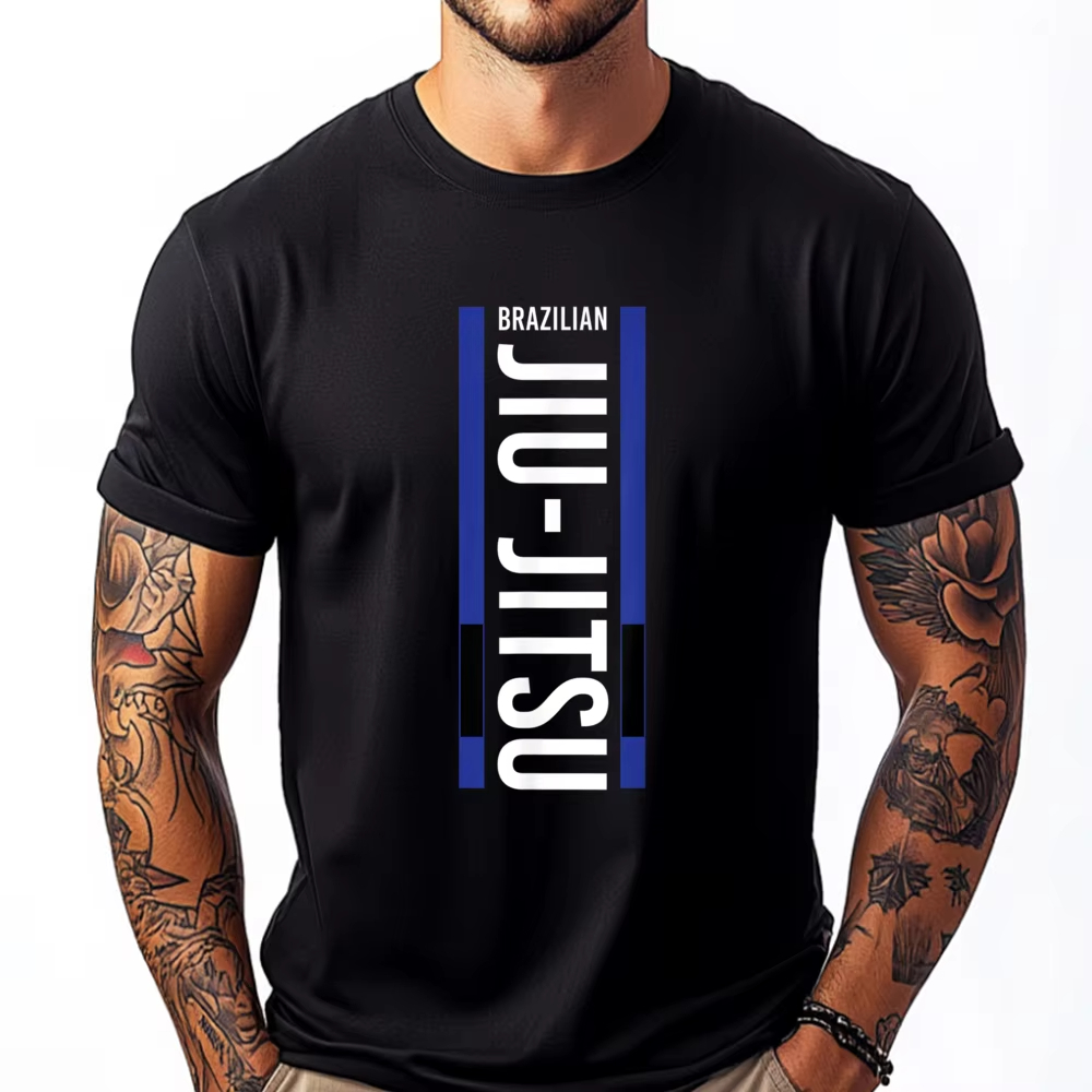 T-shirt blanc pour homme avec impression Jiu Jitsu Ceinture Bleue BJJ MMA Cage Fighter, T-shirt graphique confortable pour homme
