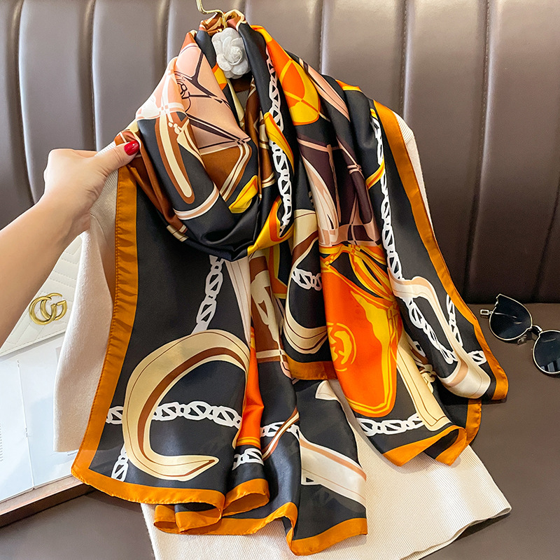 Foulard de Luxe pour Femme, Marque de Mode Espagnole, Tache Florale, Pashmina, Châles et Enveloppes, Hijab de Plage, 180x90cm
