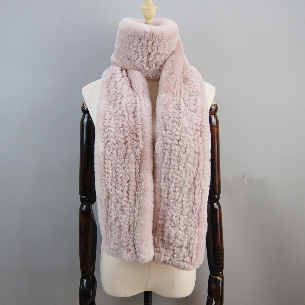 Femmes épais chaud hiver marque de mode fourrure silencieux réel écharpe de haute qualité luxe grand Long naturel Rex fourrure de lapin foulards