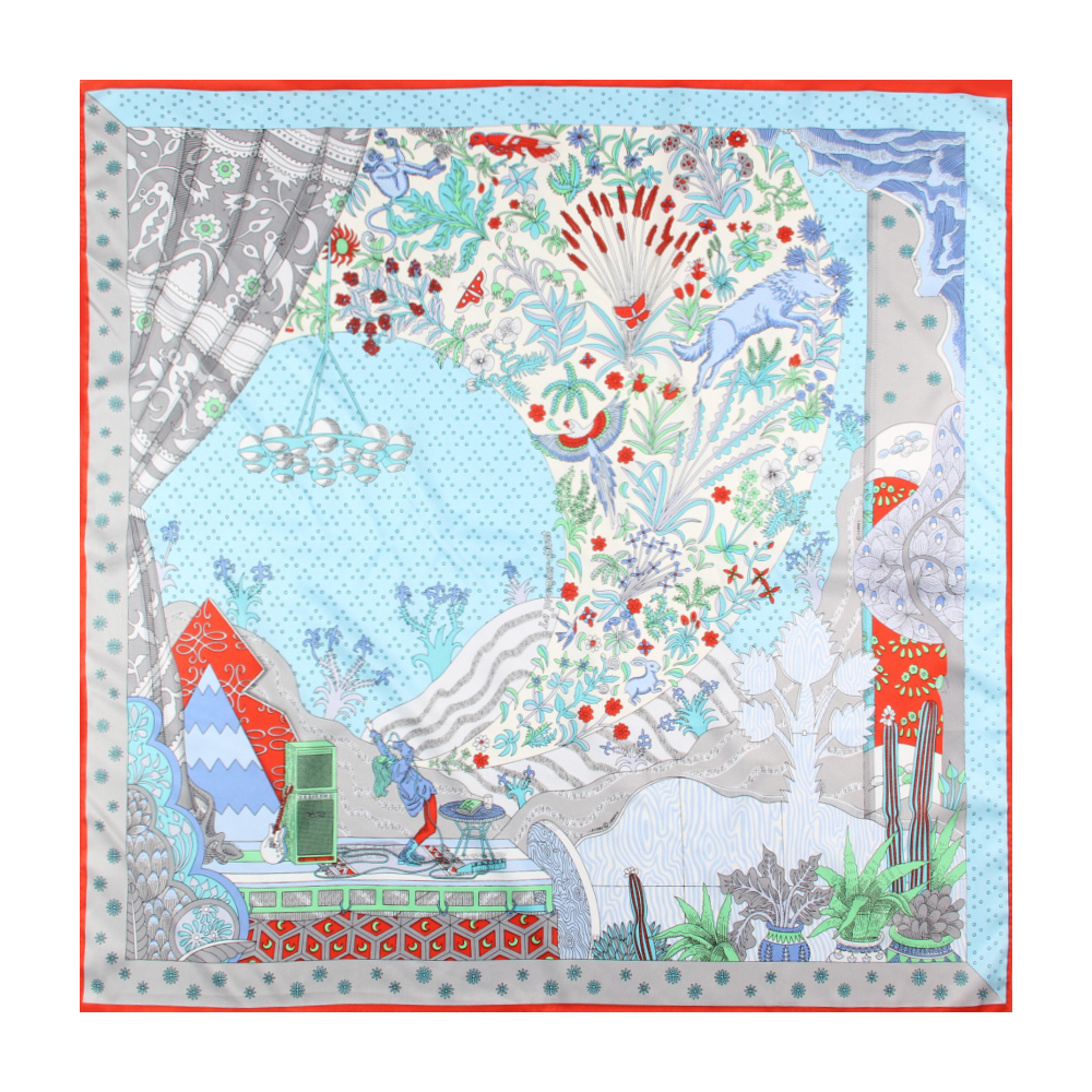 90CM plantes d'animaux imprimer sergé foulard en soie femmes châles carrés marque Hijabs écharpe Bandana léopard fait à la main frisé foulards