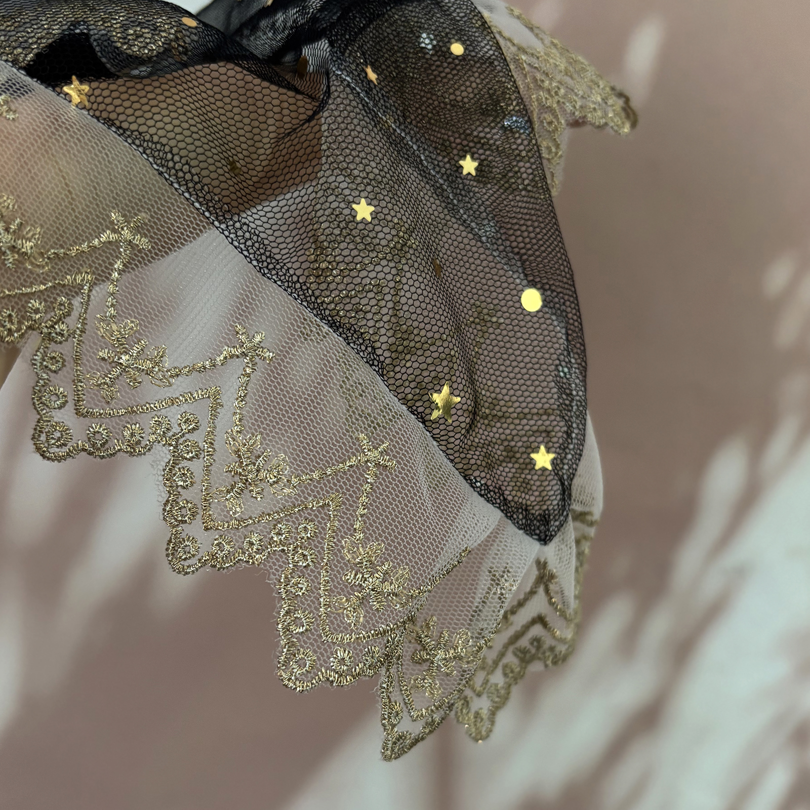 Serre-tête en tulle noir français, foulard triangulaire en dentelle, bandeau de style rural, nouveau foulard et accessoire pour cheveux 2026 SA155