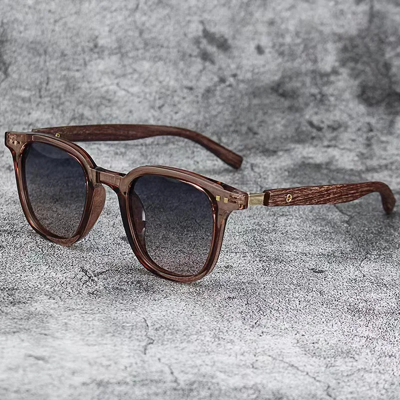 Lunettes de soleil pour hommes et femmes, tendance, rétro, Grain de bois, polarisées, Protection UV, cyclisme, photographie de rue en plein air