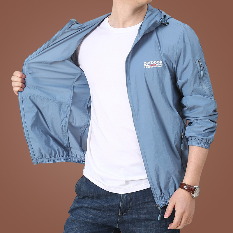 Veste de soleil d'été pour hommes, vêtements d'extérieur, manteau de peau à séchage rapide, protection solaire, cyclisme, randonnée, pêche, Camping