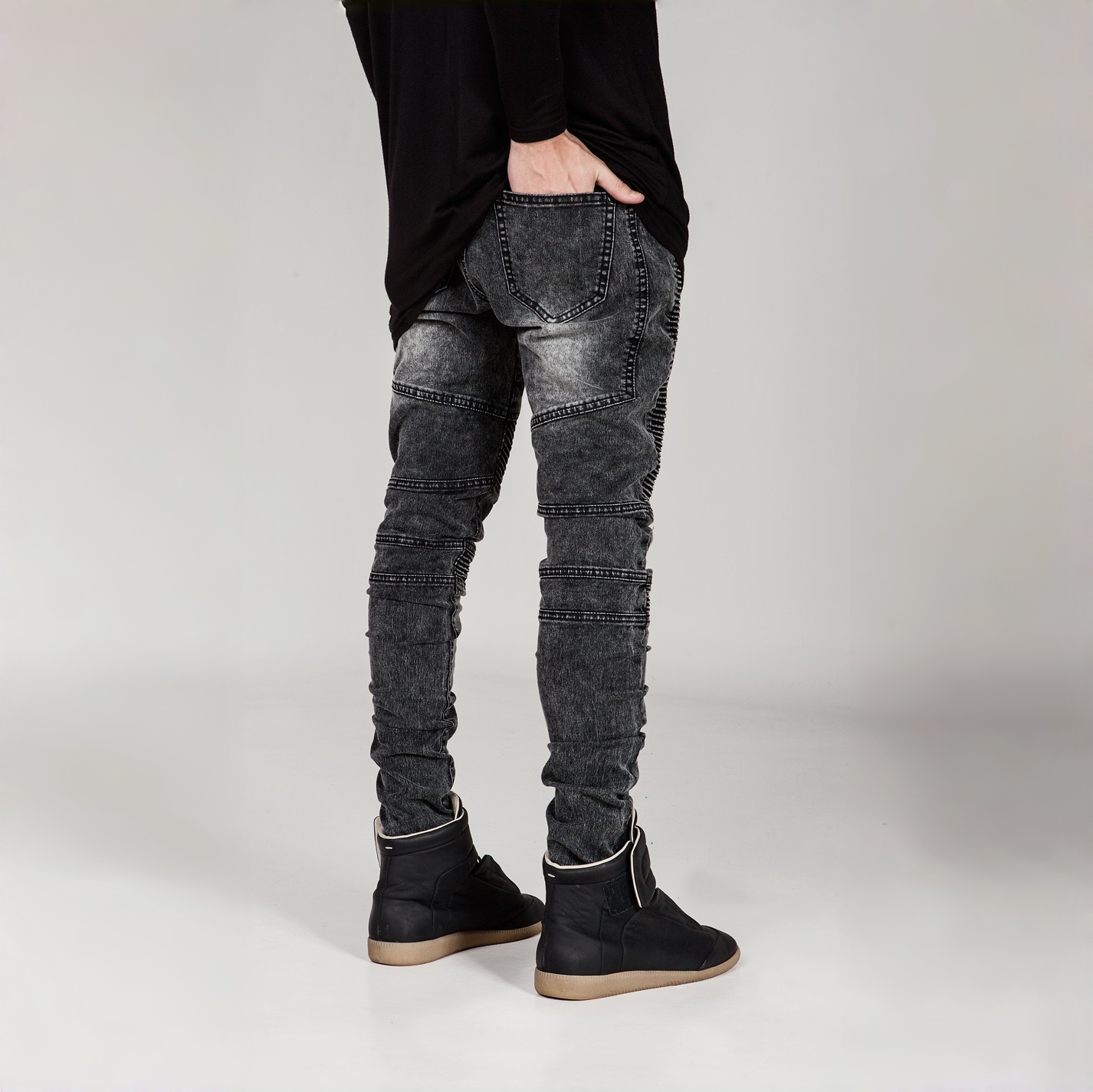 Jean Locomotive pour hommes, pantalon froissé, ajusté, petits pieds, Micro-élastique, offre spéciale