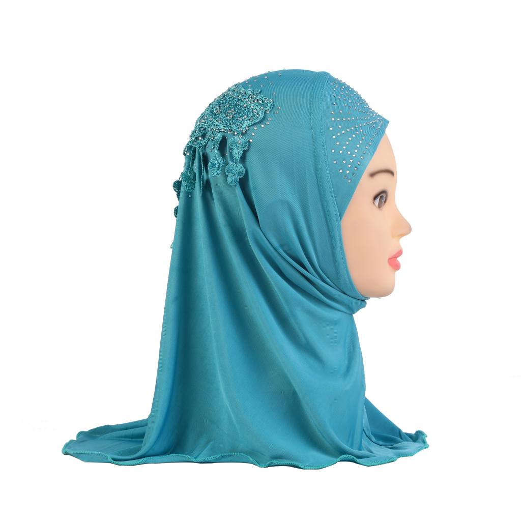 H045a détail musulman 2-5 ans petites filles couverture complète Hijab solide sous-écharpe chapeaux islamiquesTurban casquettes bandeau Bonnet écharpe châle