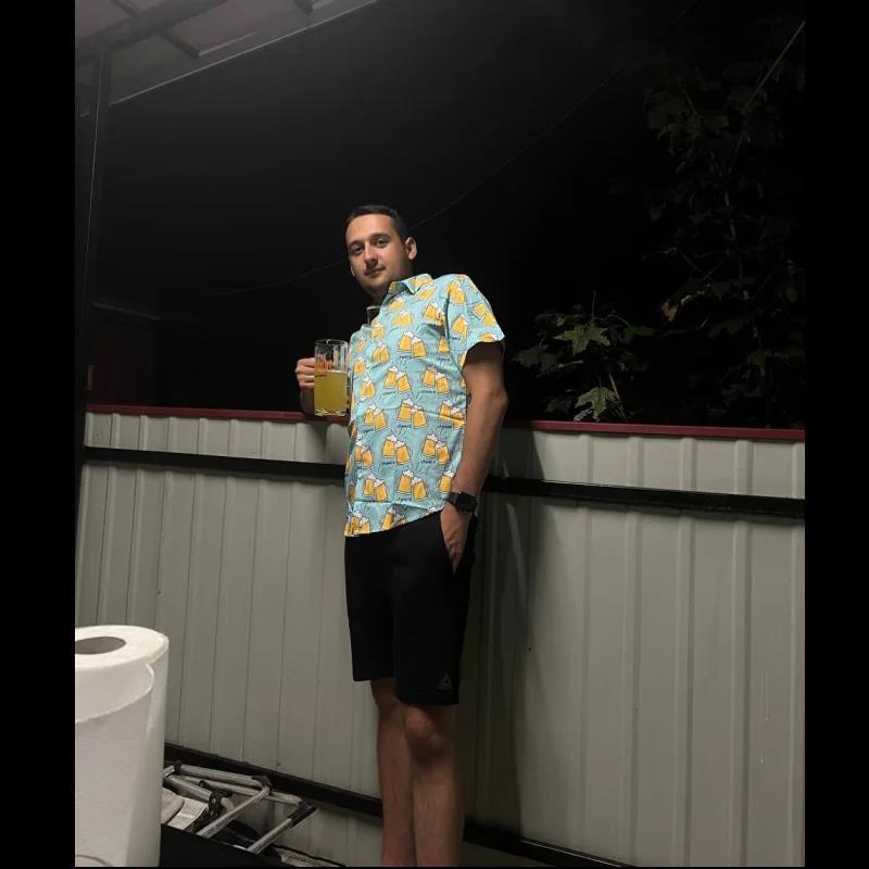 Chemise Hawaïenne pour Hommes Imprimée 3D Bière Manches Courtes T-shirts de Fête à la Bière Hauts Décontractés d'Été Amples et Oversize Vêtements pour Hommes