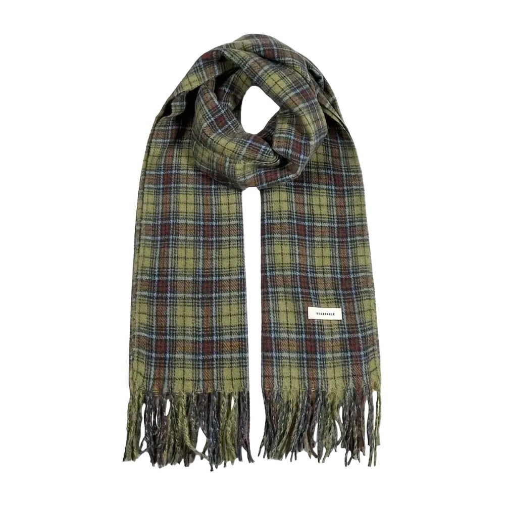 Gland Plaid laine écharpe en peluche rétro vert Long châle Style coréen foulards laine foulards hiver cachemire foulards femmes/hommes