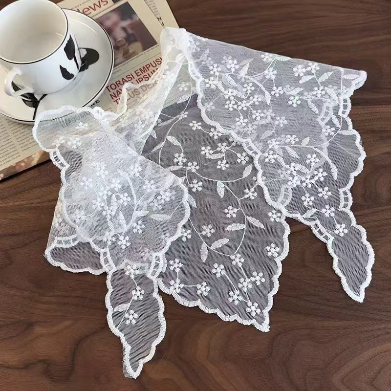 Triangle jupe courte demi-jupe bout à bout rideau jupe dentelle garniture petit tablier dentelle douce empilée femmes coréen printemps foulard