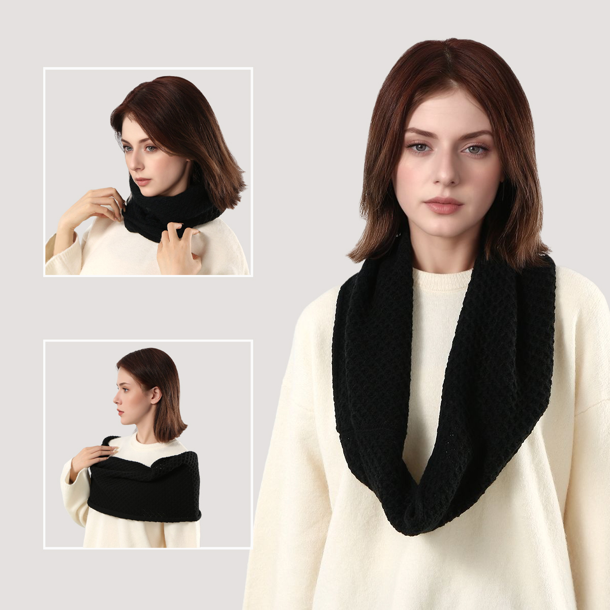 Polyvalent cou plus chaud solide cercle boucle Sccarf nouvel hiver tricoté anneau écharpe femme hommes épais foulard coupe-vent silencieux écharpe