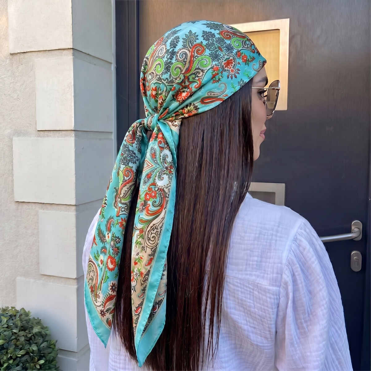 Foulard Carré en Soie Tendance pour Femme, Marque de Luxe, 90 cm, Imprimé Satiné, Hijab, Paréo, Bandana, Châle, Bandeau, Foulard