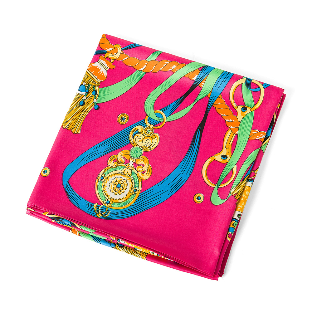 130*130 cm 100% sergé foulard en soie femmes luxe chaîne impression plage châle carré Bandana foulard Femme Fourlard Echarpes étoles