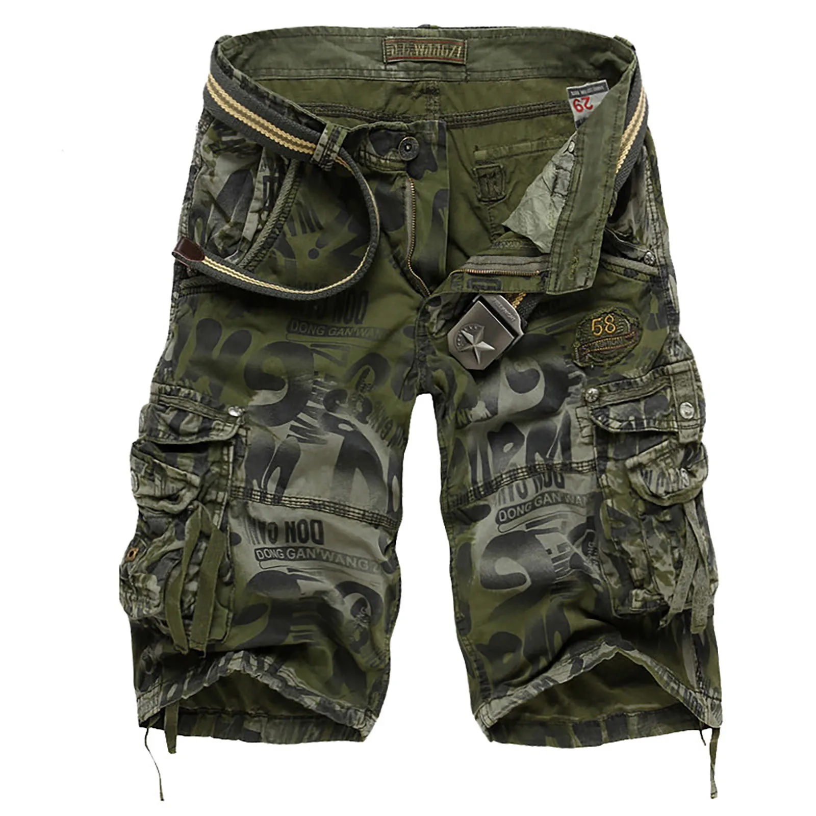 Short Cargo camouflage pour hommes, coupe décontractée, avec poches, pour l'extérieur, pantalon de rue en coton, grande taille, surdimensionné