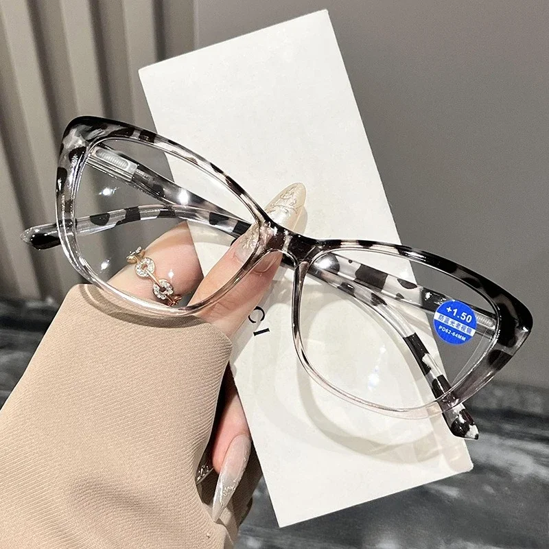 Lunettes de lecture œil de chat pour femmes, grande monture, presbytie, neutre, Anti-lumière bleue, haute définition, nouvelle mode