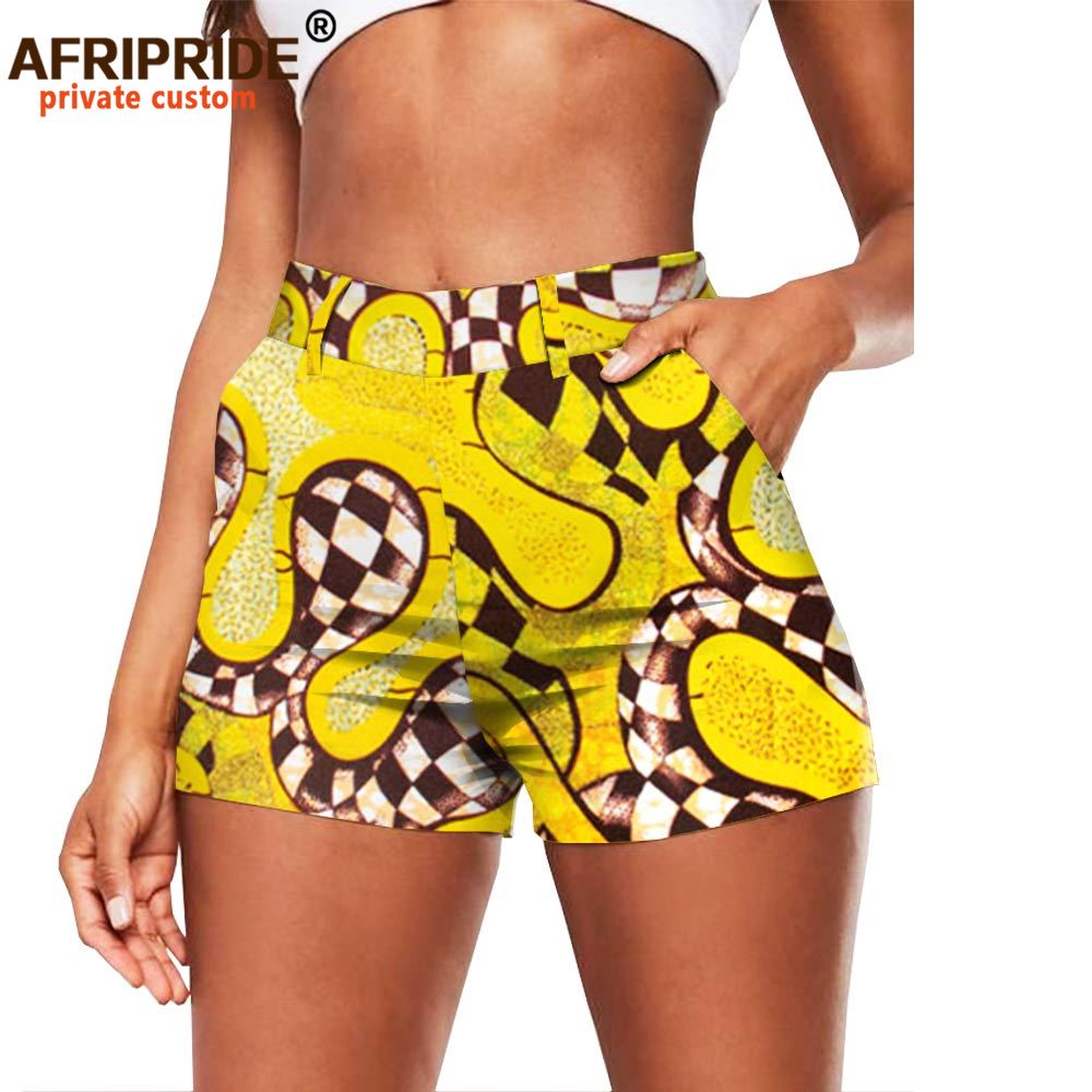Shorts imprimés africains, mode d'été, décontractés, sexy, en coton, grande taille, coupe ajustée, taille haute, Ankara Dashiki AFRIPRIDE A2021002