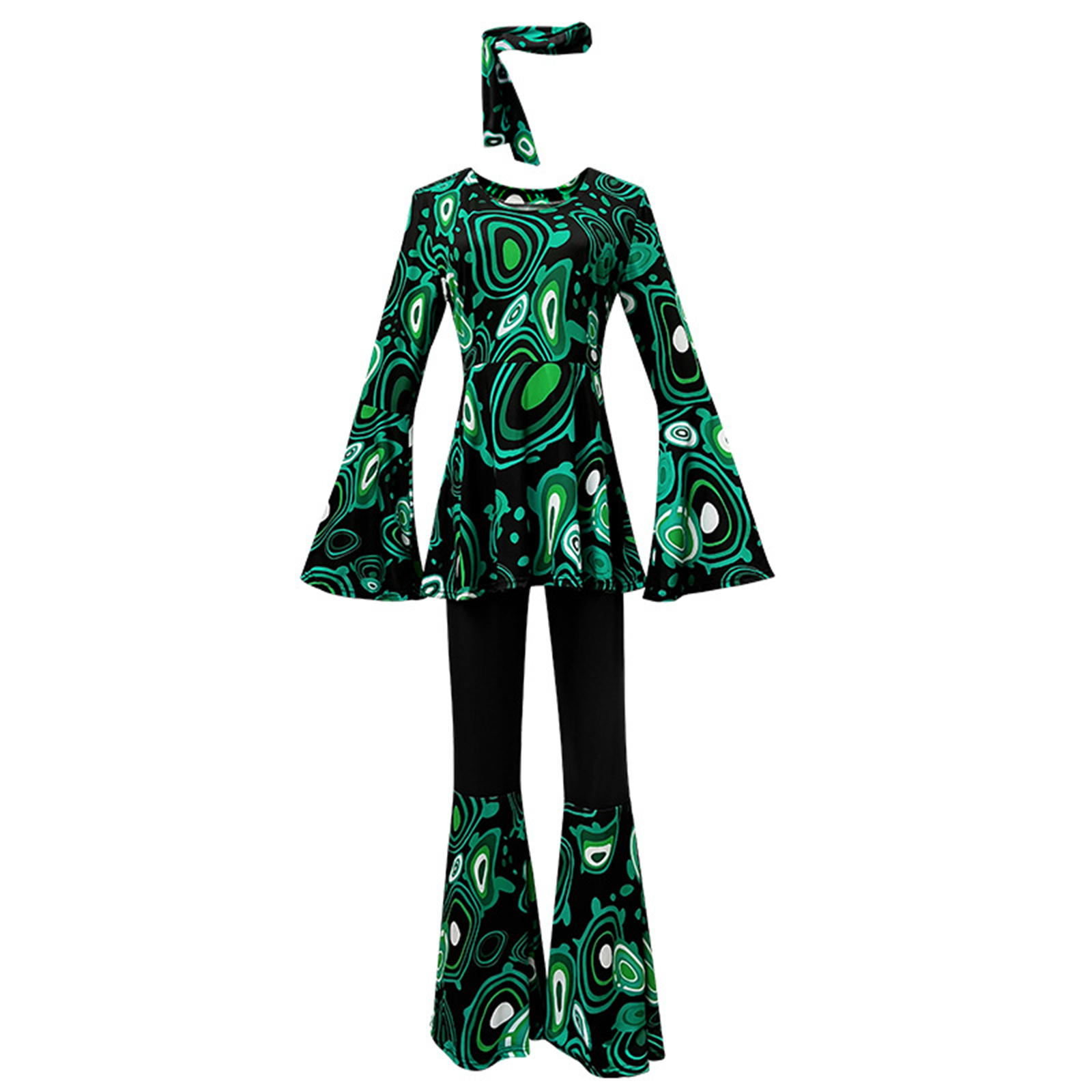 Tenues pour femmes des années 60 et 70, ensemble de costumes hippies, robe disco, pantalon évasé bohème, chemise hippie, bandeau