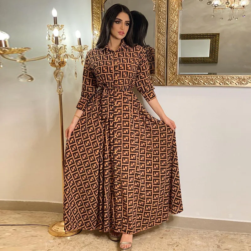 Mode femme nouvelle robe élégante Sexy tempérament impression numérique longue chemise robe dames élégant banlieue tenue décontractée