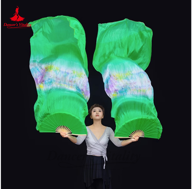 Voiles en éventail en soie naturelle Pure 100% pour femmes, Costumes de danse du ventre, accessoires pour filles