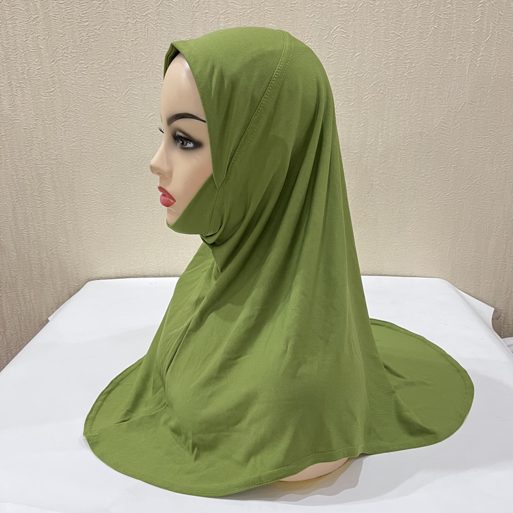 Hijab musulman uni avec partie du ruisseau pour petites filles, écharpe islamique à enfiler, foulard Kishat, amira, H304, 5-9 ans, qualité supérieure, vente chaude