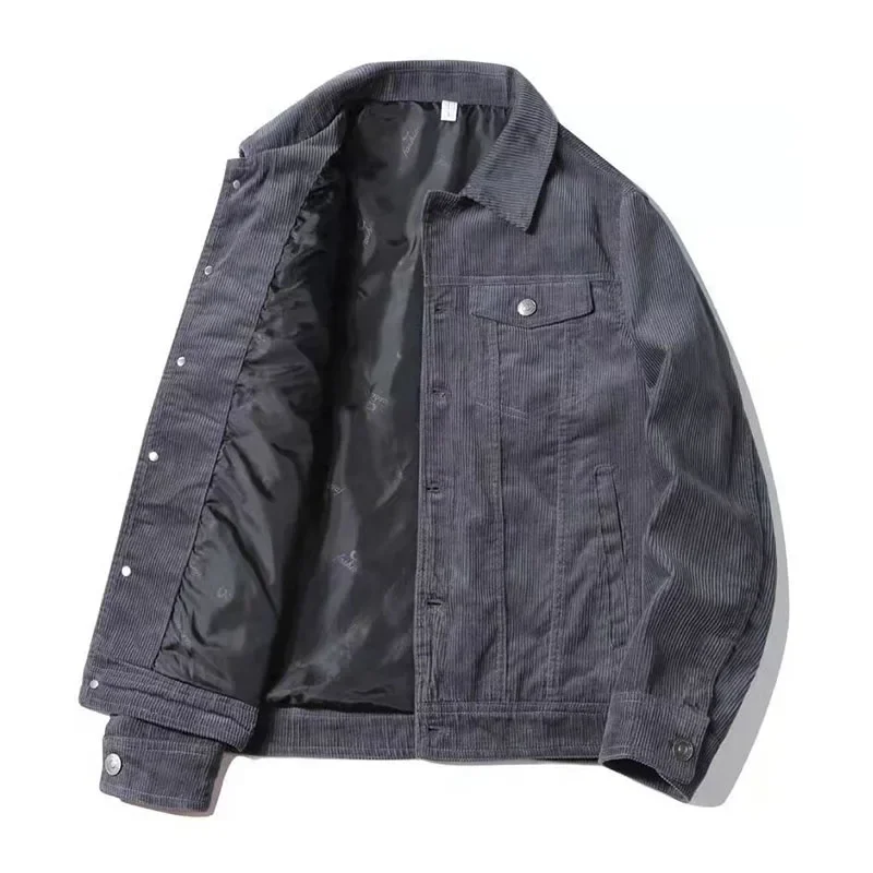 Nouveaux hommes vestes minces printemps automne mode vestes en velours côtelé décontracté Vintage vêtements d'extérieur amples manteaux pour hommes hauts grande taille nouveau