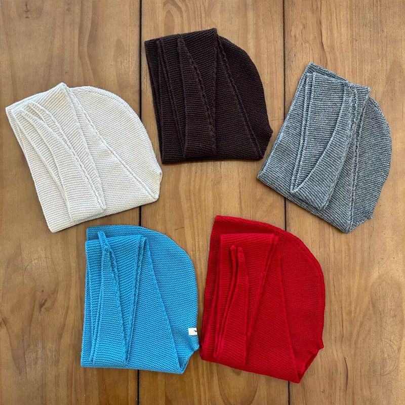 100% laine grande écharpe de Style coréen Ins hiver chaud femmes Simple laine cagoule chapeau coupe-vent Protection des oreilles mode tricot chapeau