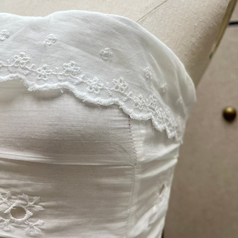 Débardeur femme Nouveau haut sans manches brodé de fleurs pour l'été 2026 Corset sexy dos nu pour femme Débardeur en mélange coton-lin style Y2K
