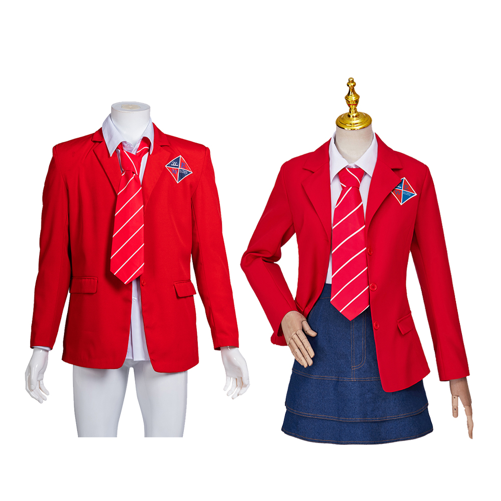 Rebelde Cosplay Costume lycée JK uniforme jupes Costume étudiant rouge Blazer veste ensemble complet tenues d'halloween pour hommes femmes