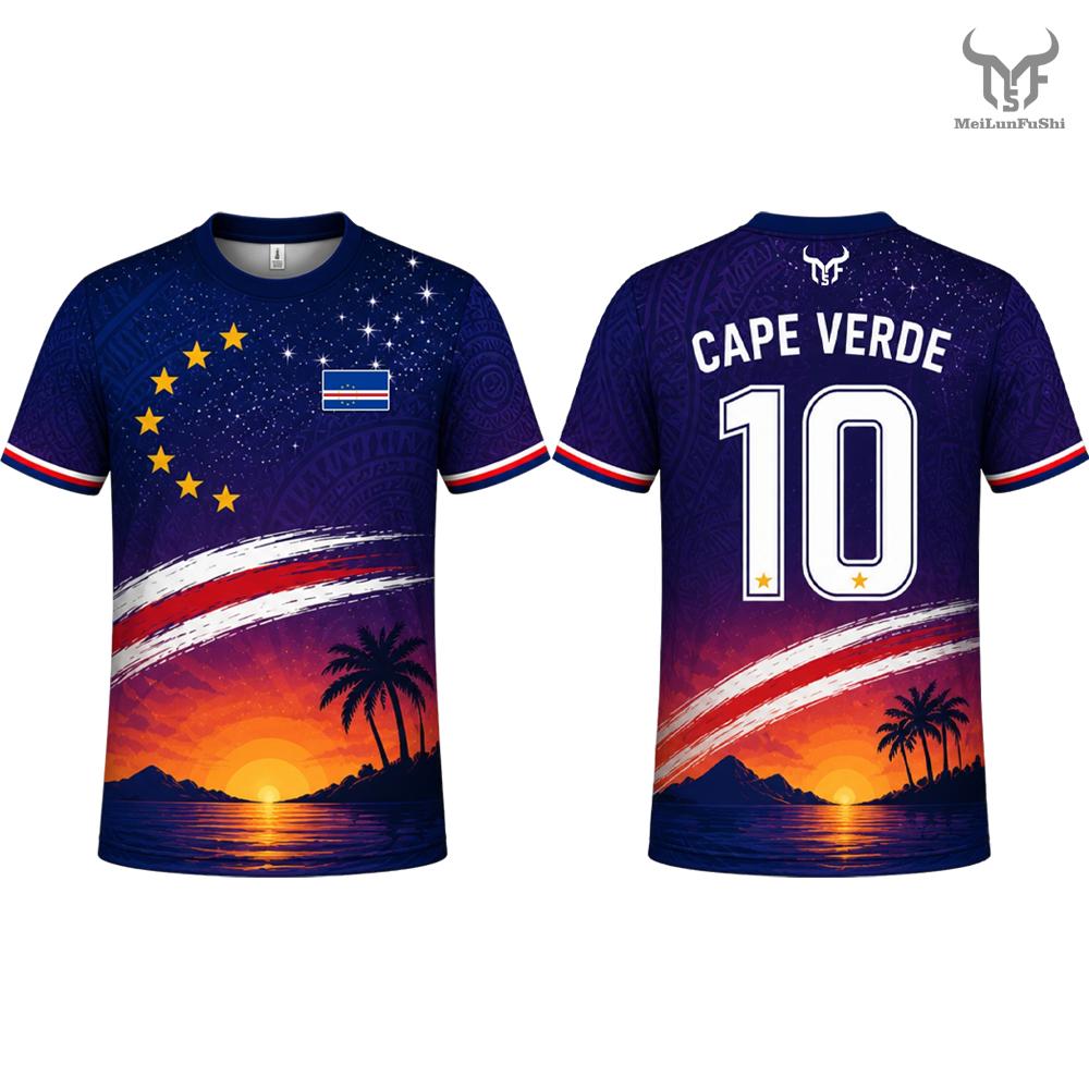 Maillot imprimé drapeau Cap-Vert 2026 Nouveau uniforme d'entraînement de football respirant à séchage rapide pour hommes et femmes, streetwear décontracté