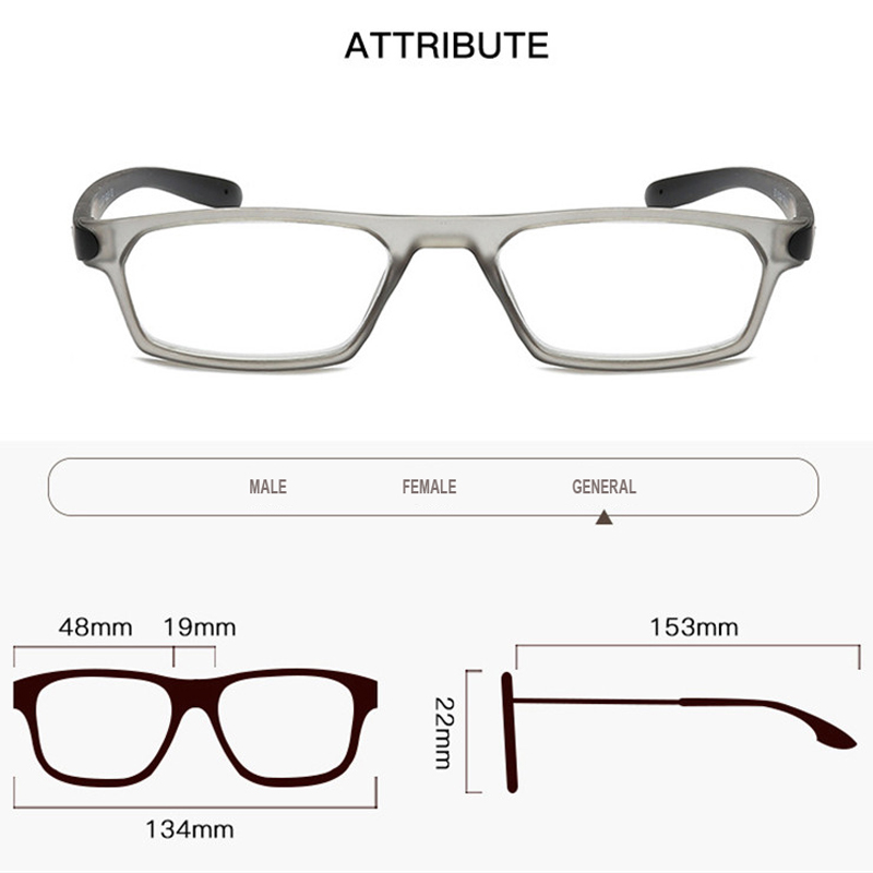 Lunettes de lecture pour hommes/femmes, monture rectangulaire de couleurs mélangées, baguettes à ressort rectangulaires presbytes avec dioptrie + 1 + 1.5 + 2 + 2.5 + 3
