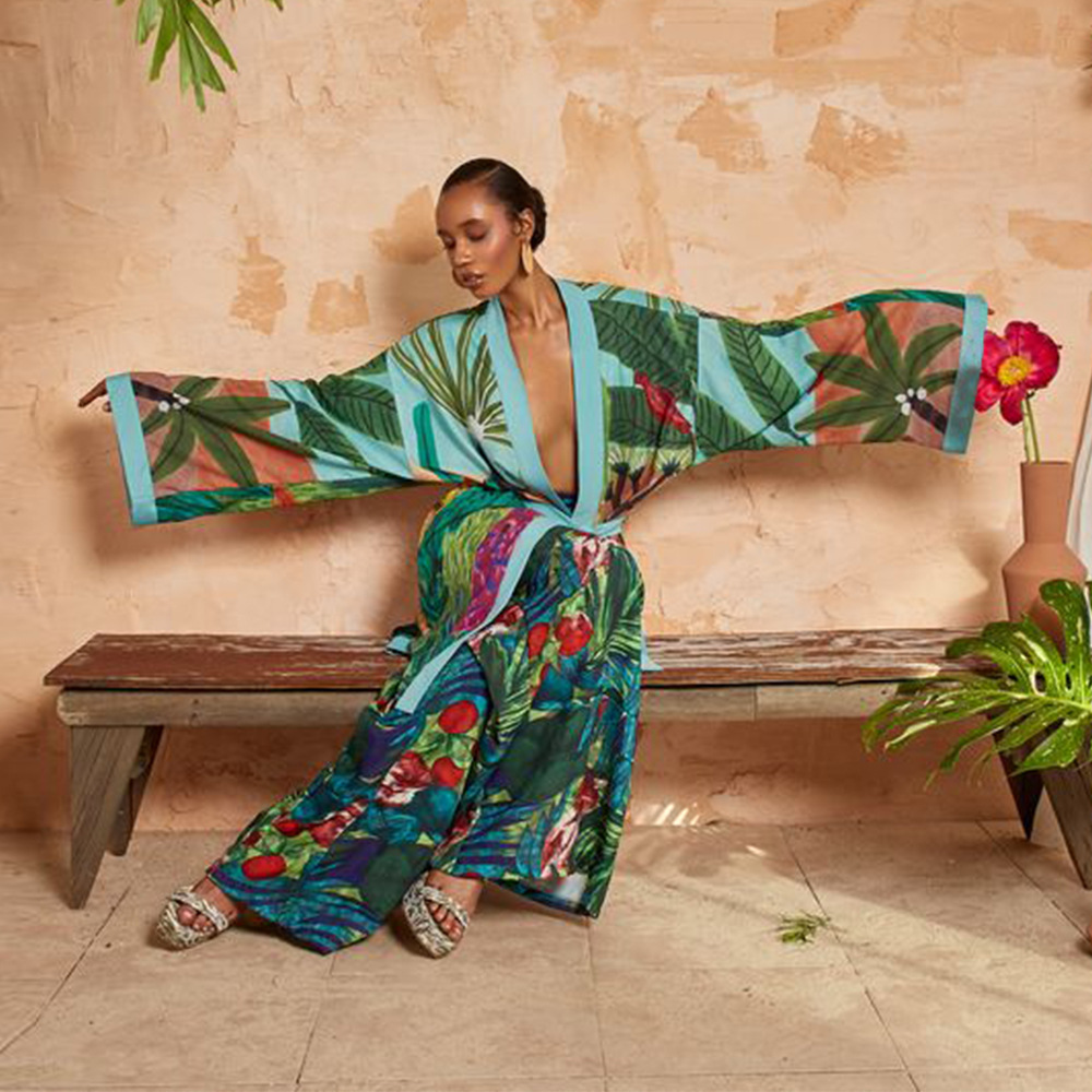 Robe longue imprimée fleurie sexy grande taille 3XL 4XL, kimono sexy à manches longues, lingerie intime avec ceinture, vêtements d'intérieur
