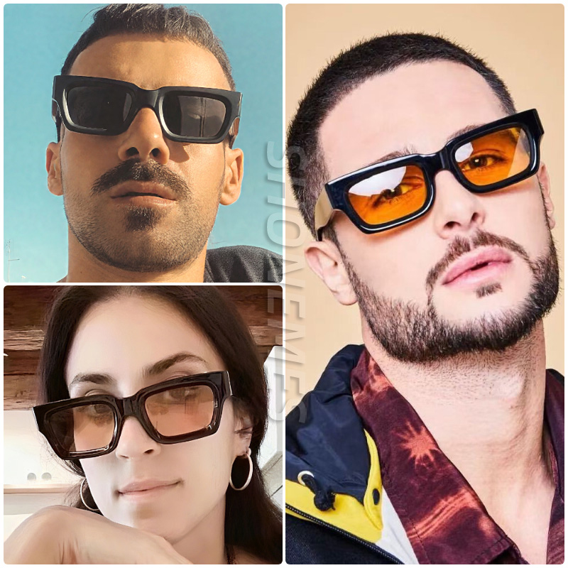 SHONEMES lunettes de soleil carrées élégantes hommes femmes monture épaisse nuances extérieur UV400 lunettes de soleil marron noir Orange pour unisexe