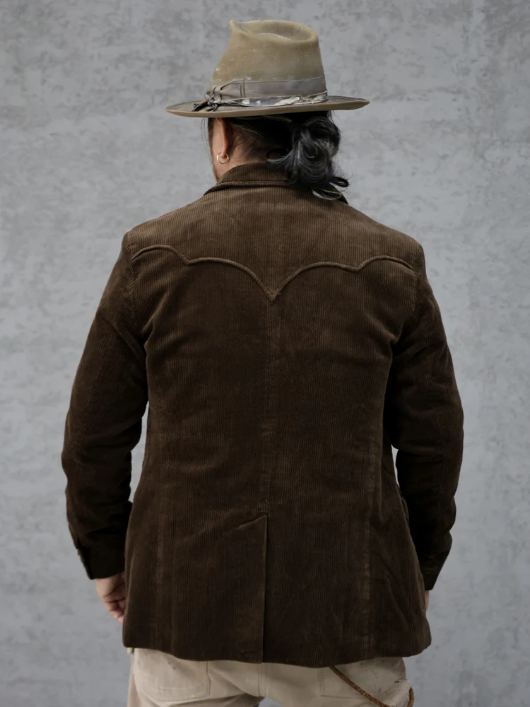 Amekaji Wear-Manteau en velours côtelé rétro américain pour hommes, vêtements de loisirs, coton trempé, marron