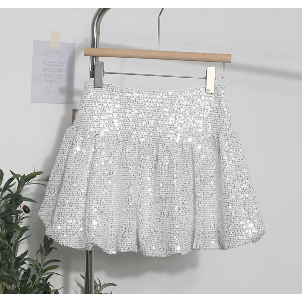 Nouvelle jupe courte trapèze à sequins pour femme, été 2026, sexy, élégante et amincissante