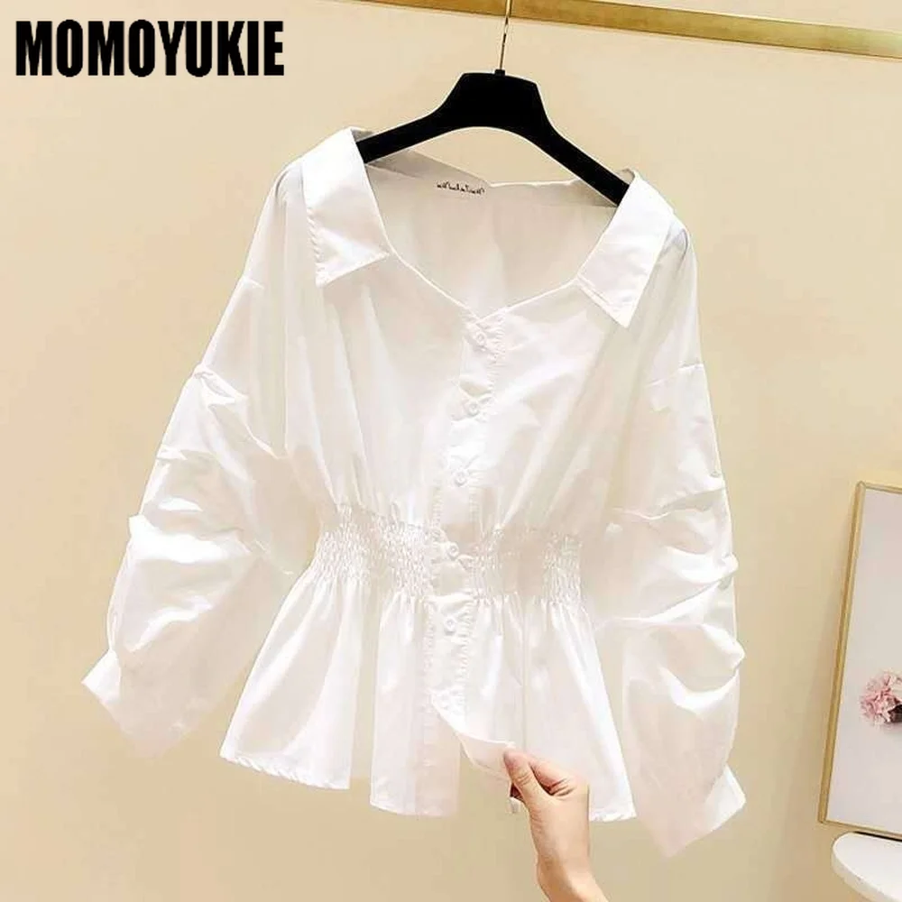 Chemise élégante pour femmes, chemises et chemisiers sexy, Blusas, chemises décontractées, hauts pour femmes, chemisier blanc à manches longues bouffantes, été 2023