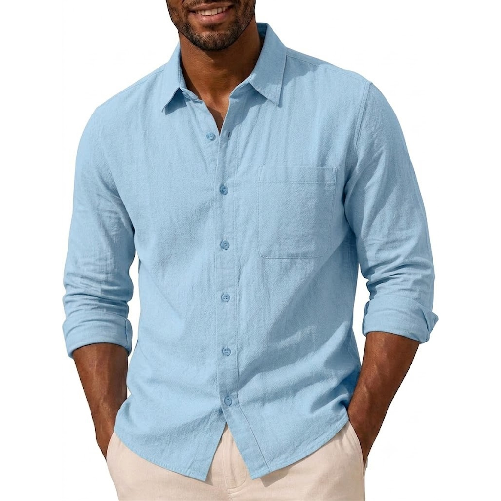 Chemises en coton et lin de luxe pour hommes, chemises décontractées, chemises légères à manches longues, chemises Henley, chemises de plage hawaïennes pour hommes, tee-shirts d'automne