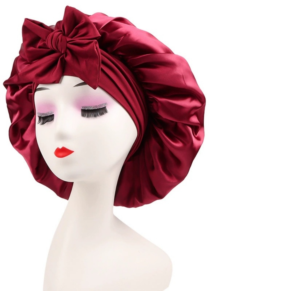 Bonnet en satin, bonnet en soie réglable pour dormir, bonnet pour cheveux avec bande à nouer, bonnets pour femmes et hommes
