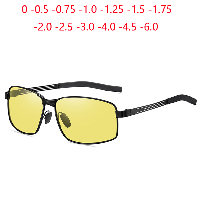 Verres de Vision nocturne lunettes de soleil carrées pour myopie avec dioptries lunettes de soleil de Prescription Anti-éblouissement pour l'extérieur-0.5 -0.75 à-6.0