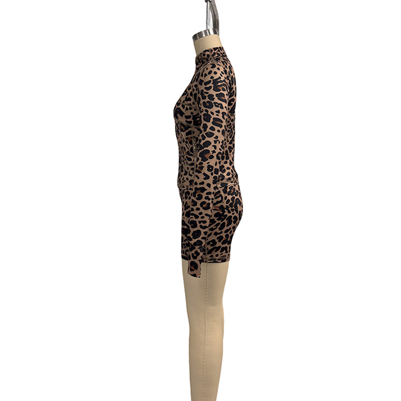 Ensemble 2 pièces imprimé léopard pour femmes, tenues tendance, survêtement de gymnastique Sexy, hauts et shorts Slim à fermeture éclair, ensembles assortis, tenue de club, 2025