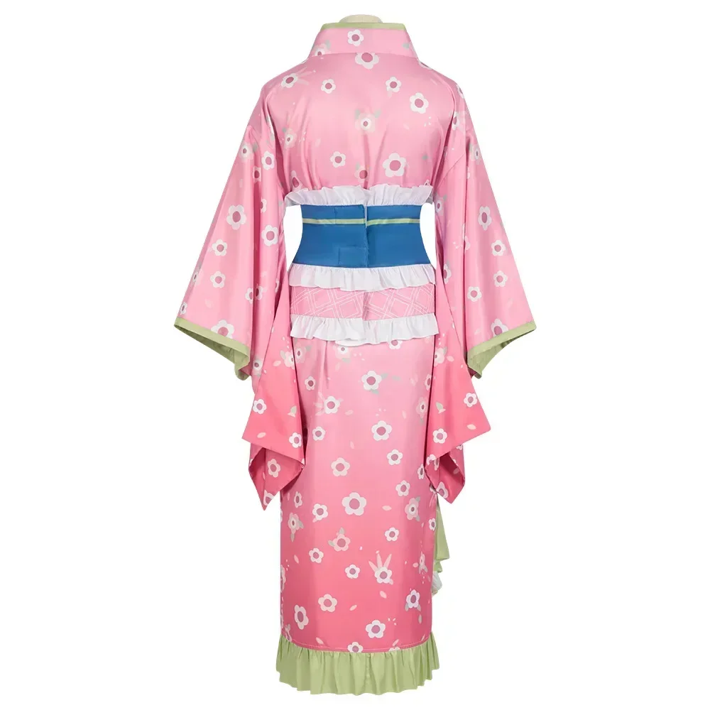 Oké Roji Mitsuri Cosplay Costume pour femme, robe kimono rose, tenues d'Halloween, déguisement de fête de carnaval, nouvelle mode