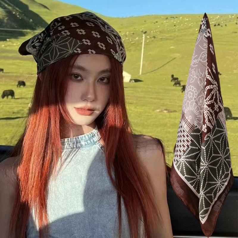 Mode rétro Style américain Patchwork Hip-hop Bandana Y2K femmes filles coton imprimé fleuri foulard élégant écharpe petites enveloppes