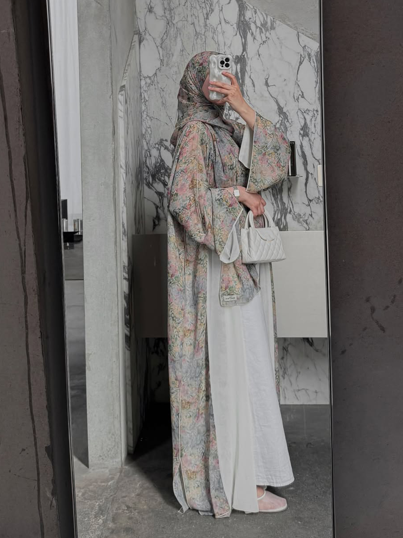 Cardigan traditionnel arabe élégant du moyen-orient, Robe Abaya à manches longues et imprimé Floral avec foulard