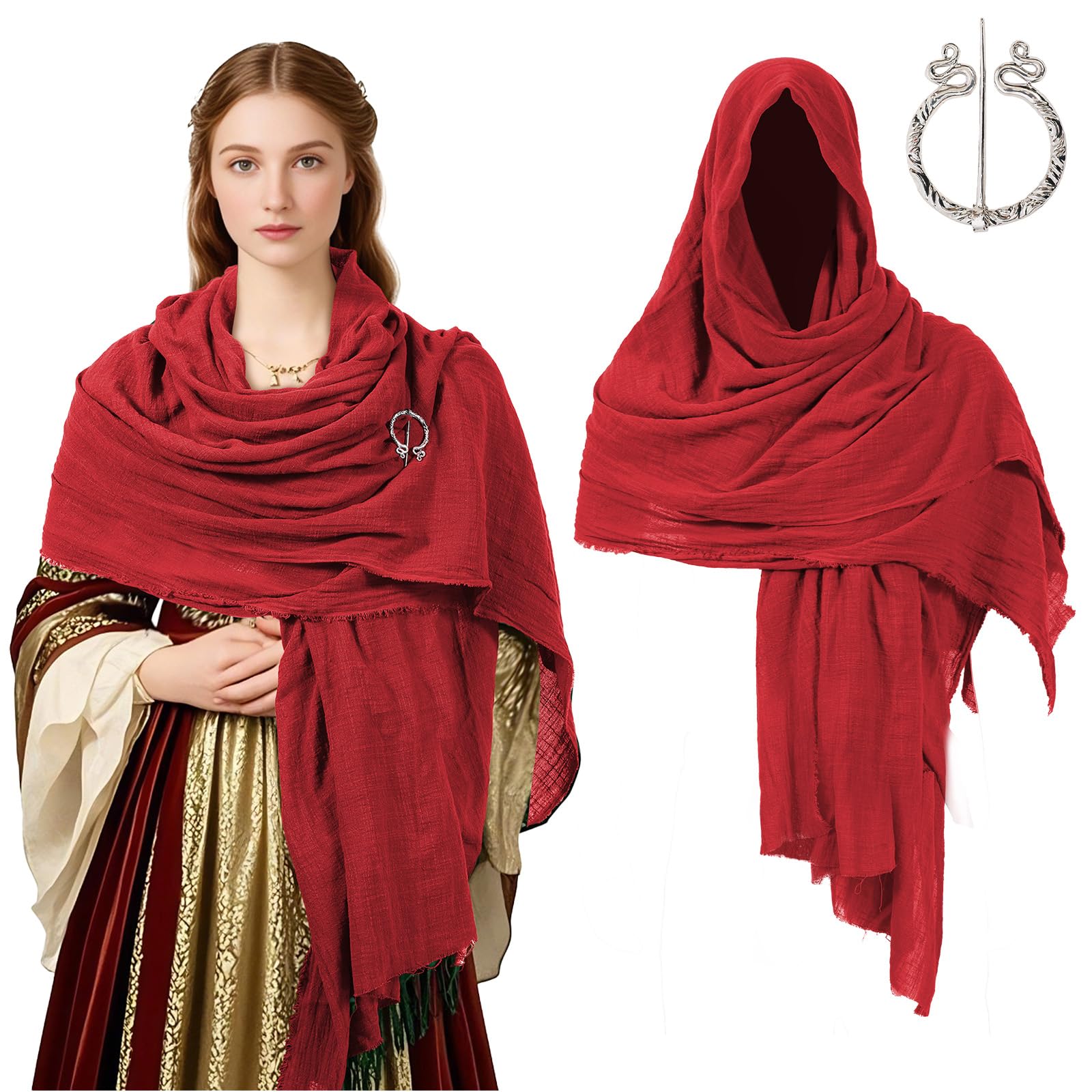 Cape médiévale avec capuche pour hommes et femmes, châle, écharpe, Costume Viking de la Renaissance, accessoire de Cape apocalyptique pour adultes
